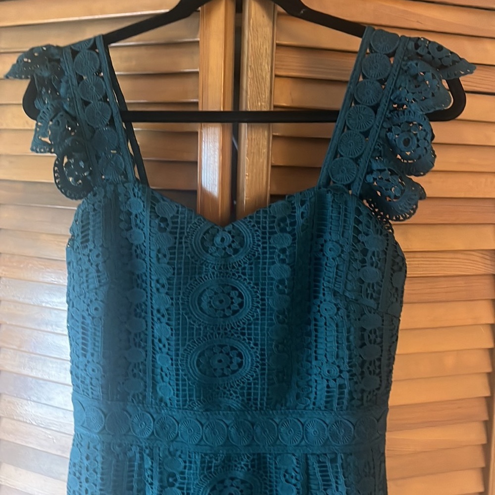 NWT- Two Sisters Green lace special occasion holiday dress size S - Picture 7 of 13